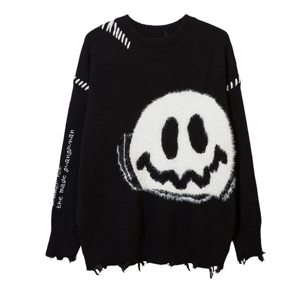 

men's sweaters oversized loose sweaters black punk gothic pullovers women hip hop jumper streetwear pullover female y2k 230816, White;black