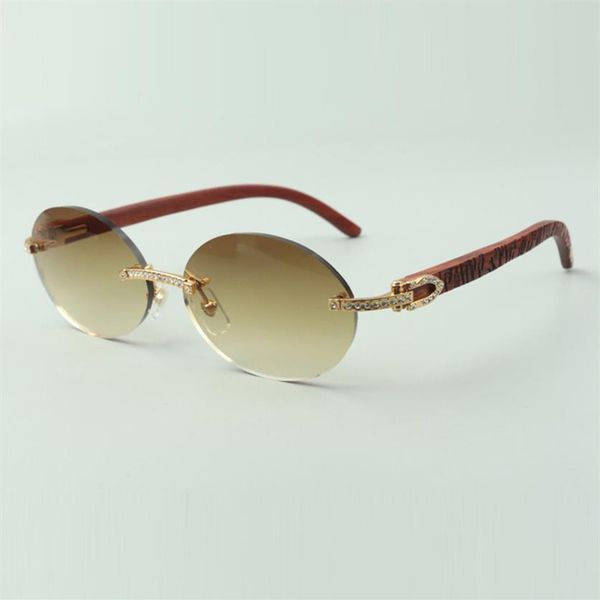 

small diamond sets sunglasses 8100903-b with tiger wooden arms and 58mm oval lenses263y, White;black