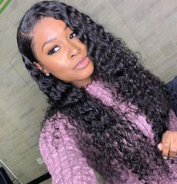 

thin film transparent invisible water wave 360 wigs lace front human hair deep part preplucked hd laces wigs 370 remy women fronta5620324, Black;brown