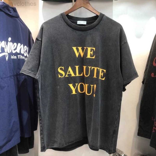 

men's t-shirts good quality 2023ss we salute you fashion t-shirt men nice washed women vintage t shirt streetwear tee, White;black