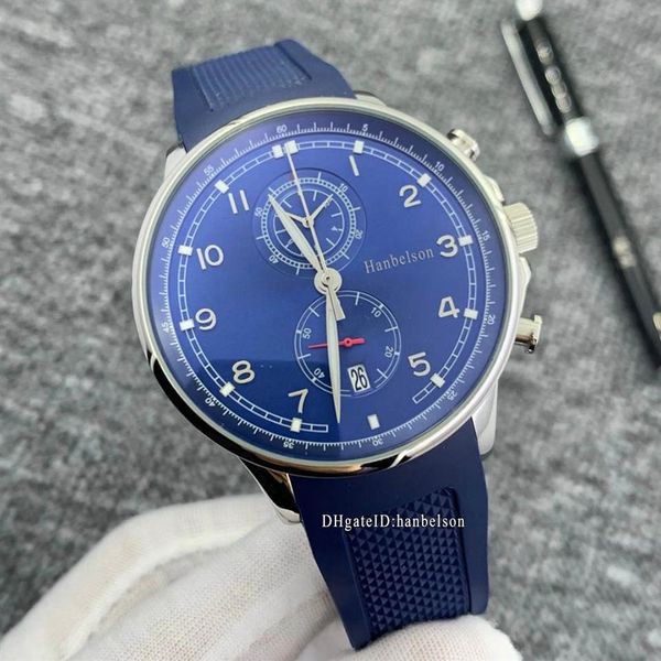 

2021 sport wristwatches mens watches rubber strap chronograph orologio di lusso blue face luxusuhr quartz japan movement watches264r, Slivery;brown