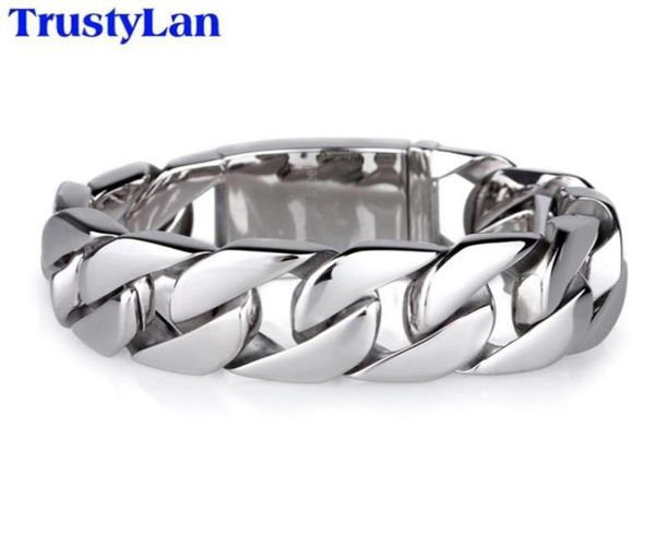 

trustylan shiny glossy 316l stainless steel mens bracelets 20mm wide chain jewellery accessory man bracelet 211124334d4845237, Black