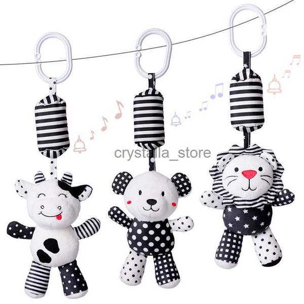 

baby cartoon animal stuffed hanging rattle toys bed crib car seat travel stroller soft plush toys with wind chimes for newborn hkd230817