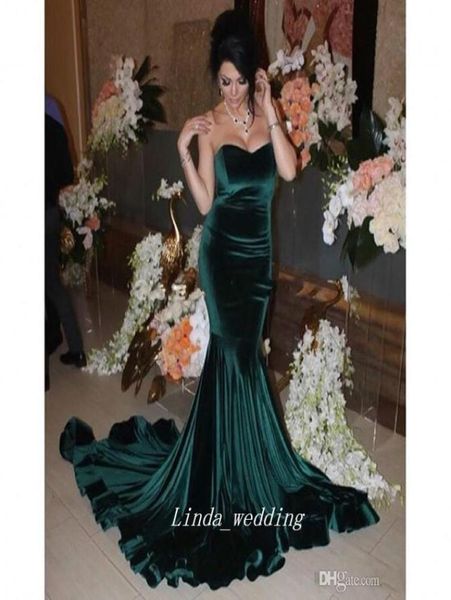 

arabic hunter green velvet long prom dress mermaid sweetheart dubai arabic formal reception party gown custom made plus size8584139, Black