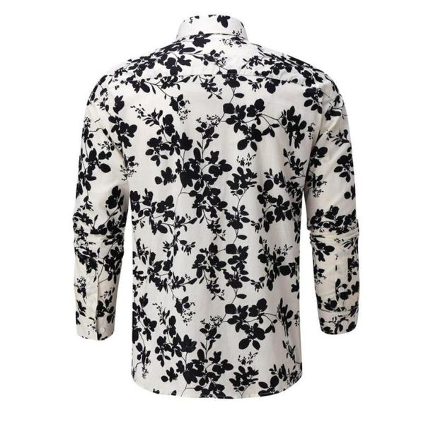 

men039s casual shirts spring and summer shirt longsleeved hawaiian floral soft print beach button work office8712675, White;black