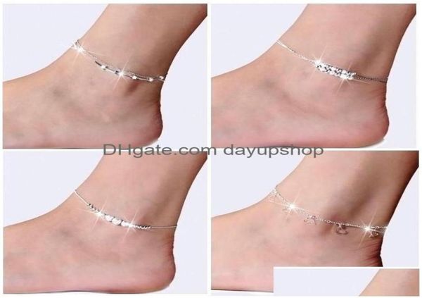 

anklets new 925 sterling sliver ankle bracelet for women foot jewelry inlaid zircon on a leg personality gifts 527 t2 drop deliver8638937, Red;blue