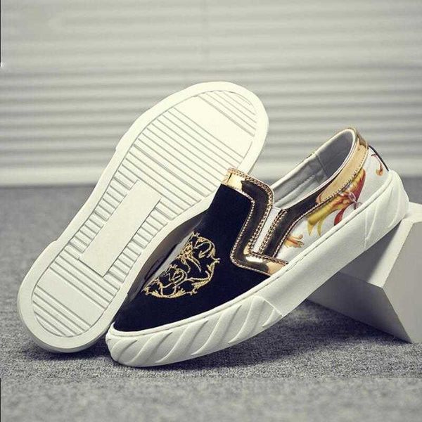 

men leather casual shoes man slip-on luxury embroidery suede leathers flat skate shoe trend loafers a15, Black