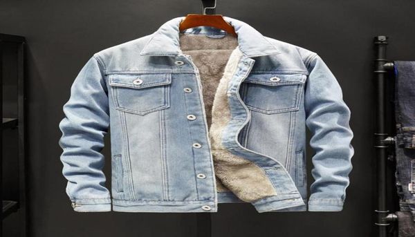 

new 2020 slim clothing denim jacket men jacket and coats thick very warm winter outwear male cowboy m5xl7807845, Black;brown