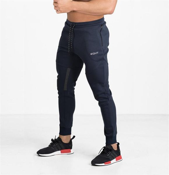 

men gyms pants 2017 casual elastic cotton mens fitness workout pants skinny sweatpants trousers jogger301l8006090, Black