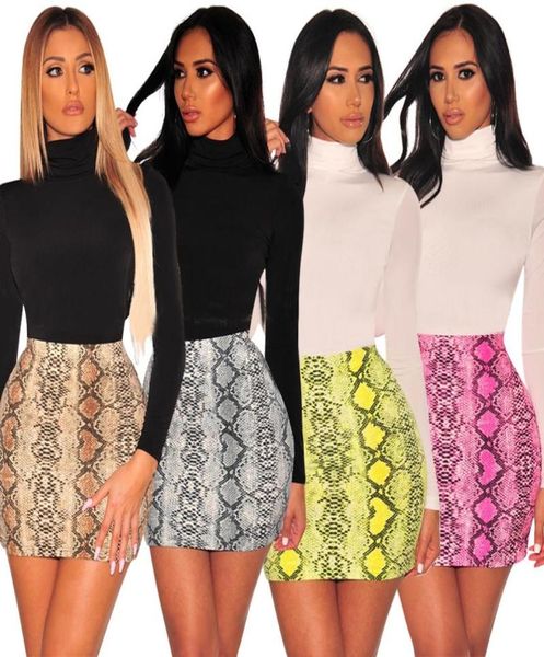 

women snake print skirt summer high waist mini skirt short pencil bodycon femme slim package hip plus size 20207238315, Black