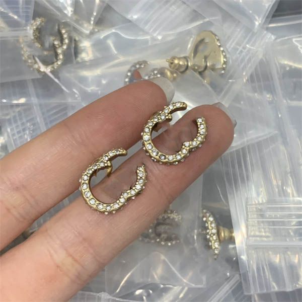 

luxury stud earring double letter g logo earing women hoop designer jewelry ggity crystal pearl earrings woman 5652, Golden;silver