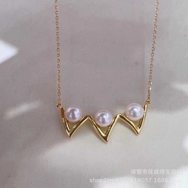 

luxury tiffayiffay same sterling silver imp necklace natural freshwater pearl 6-7mm round bright personality fashion