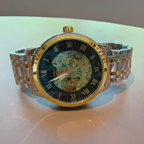 

fashion luxury mens gold watches brand mechanical automatic movement man designer watch stainless steel band wristwatches for men birthday g, Slivery;brown