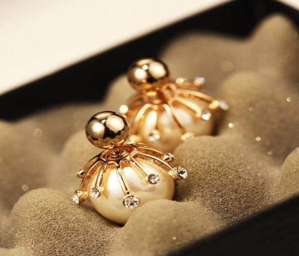 

new fashion exquisite simple pearl stud earrings temperament female wild hypoallergenic brand earrings 18k gold plated luxury earr1588556, Golden;silver