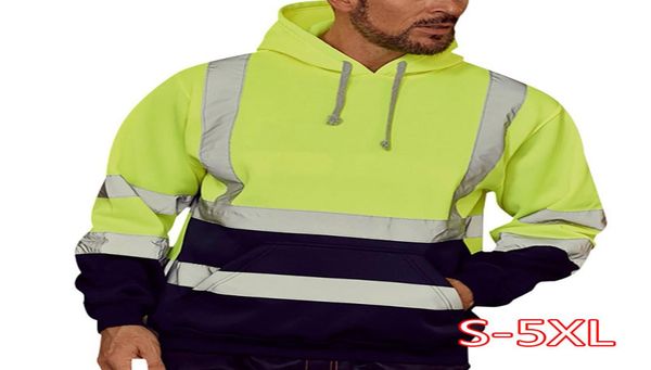 

oversized reflective hoodies men streetwear road work high visibility long sleeve patchwork sweatshirt men sudaderas hombre8342105, Black