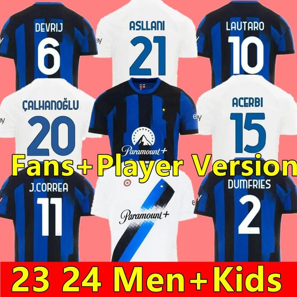 

player 23 24 lukaku soccer jersey barella inters milans lautaro vidal j. correa 2023 football shirt calhanoglu gagliardini men kit 3rd kids, Black