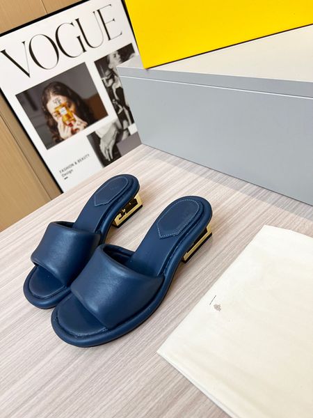 

sandals women designer slippers suede leather slide blue green canvas beige sable luxury slipper 0702, Black