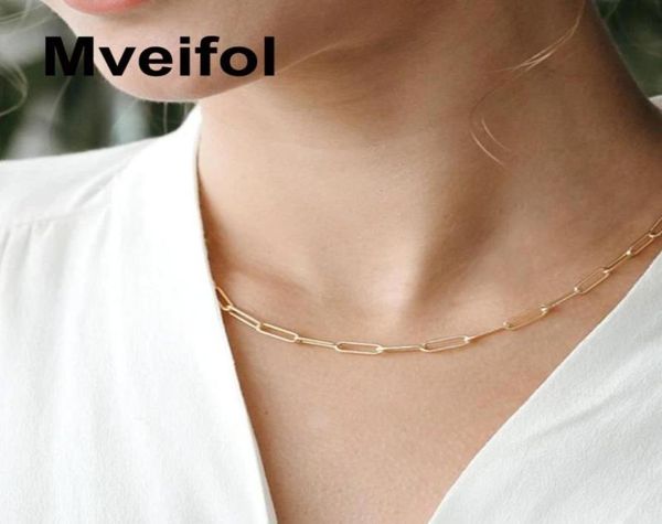 

chains mveifol stainless steel paper clip link chain necklace for women paperclip choker jewelry9342685, Silver