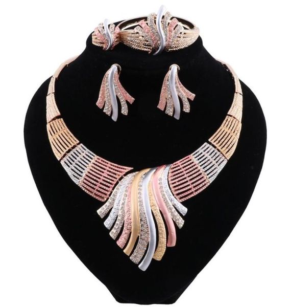 

trendy nigerian beads necklace jewelry set for wedding crystal african beads jewelry set for women earrings jewellery8220561, Slivery;golden