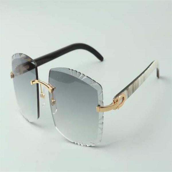 

2021 style cutting lens natural hybrid buffalo horns sunglasses 3524022 high-end designers glasses size 58-304j, White;black