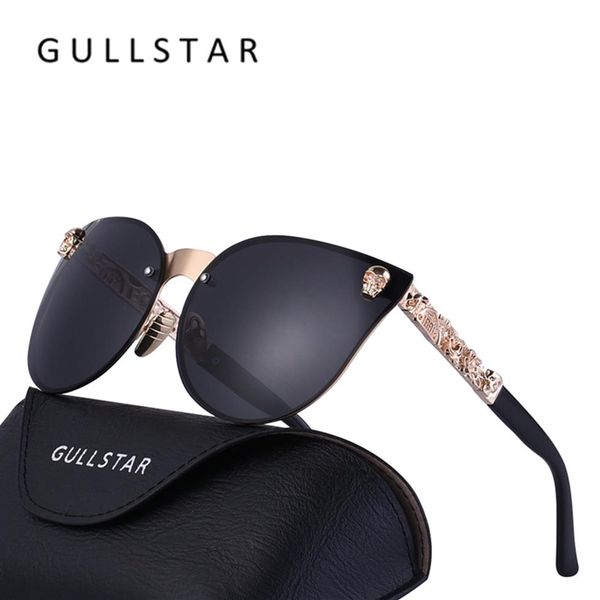 

gullstar 2020 fashion women gothic sunglasses skull frame metal temple sun glasses feminino luxury287b, White;black