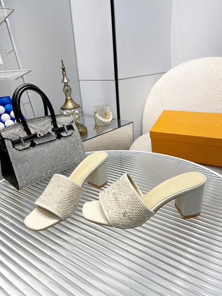 

rhinestone sandals designer slides women slippers luxury summer slide ladies beach chunky heels 0709, Black