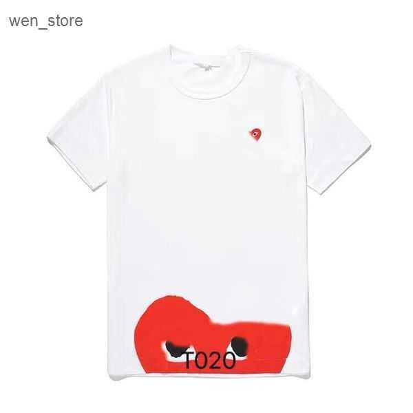 

619s on mens play t shirt designer red heart shirt commes casual women shirts des badge garcons high quanlity tshirts cotton embroidery mxay, White;black