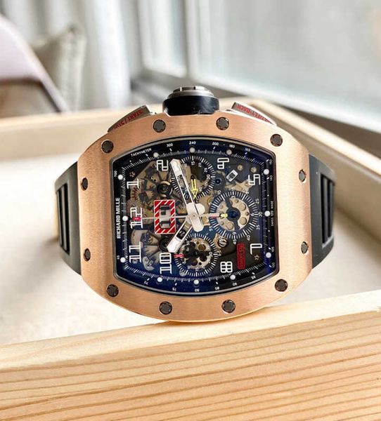 

richardmille tourbillon automatic mechanical quartz wristwatches wrist watches rm011 rose gold side titanium fashion leisure business sports