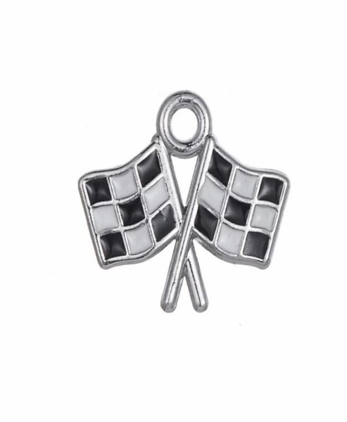 

new zinc alloy enamelled black and white flag charms for jewelry making easy to diy for you5354132, Bronze;silver