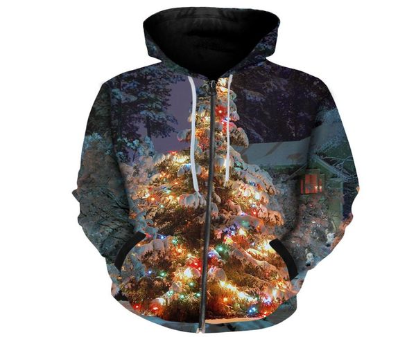 

cloudstyle brand clothing men zip up hoodies christmas sweatshirts 3d full printing tracksuits snow colorful lights hooded coats1724729, Black