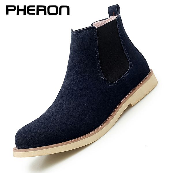 

boots chelsea boots men suede leather decent men ankle boots original short casual shoes british style winter boots zapatillas hombre 230816, Black