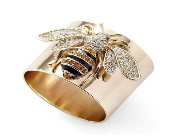 

creative little bee crystal gold ring index finger for women party lady jewelry accessories cluster rings1180057, Golden;silver
