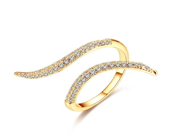 

authentic solid 925 sterling silver handset cubic zirconia sshaped ring gold plated 4 color cz openings ring for wo9605245, Golden;silver