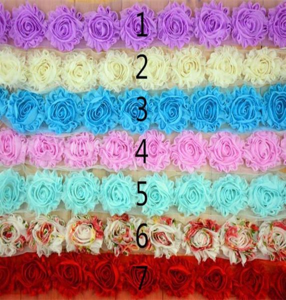 

pure chiffon flower 25inch shabby baby head flower accessories clothing accessories 1 yard13pcs15pcs4719484, Slivery;white