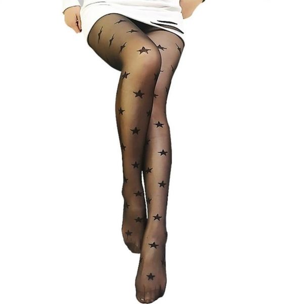 

socks & hosiery women high waist star print pantyhose garter patchwork style tights erotic lingerie ultra thin see-through cbwearsock4549555, Black;white