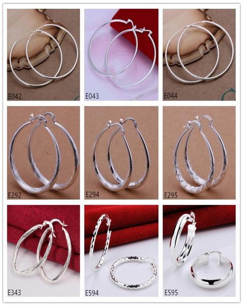 

mixed 10style 10pairs women039s plating sterling silver hoop huggie earring high grade fashion 925 silver circles round earring1765675, Golden;silver