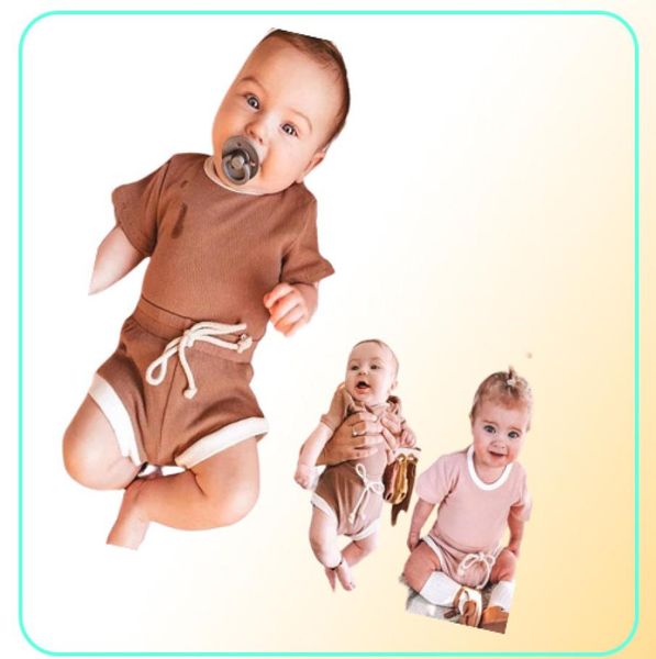 

clothing sets baby boy girl summer clothes set short sleeve tshirtshorts 2pcs born outfits kids toddler pajamas knitted infant t6726566, White