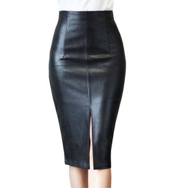 

black skirts qiu dong pu leather skirt skirt of tall waist split3993643