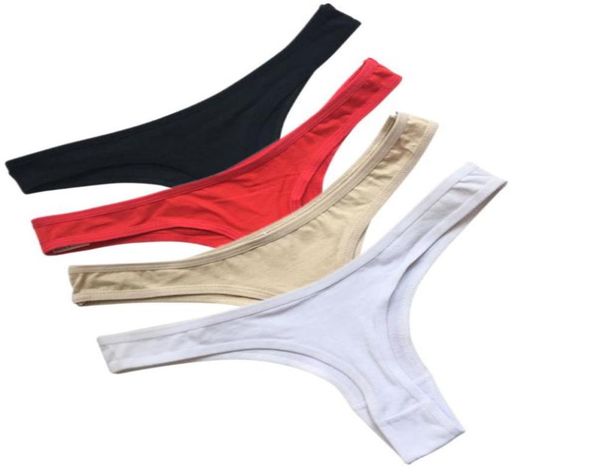 

4 pieceslot thongs 95 cotton panties seamless women underwear gstring lady panties s  l6838905, Black;white