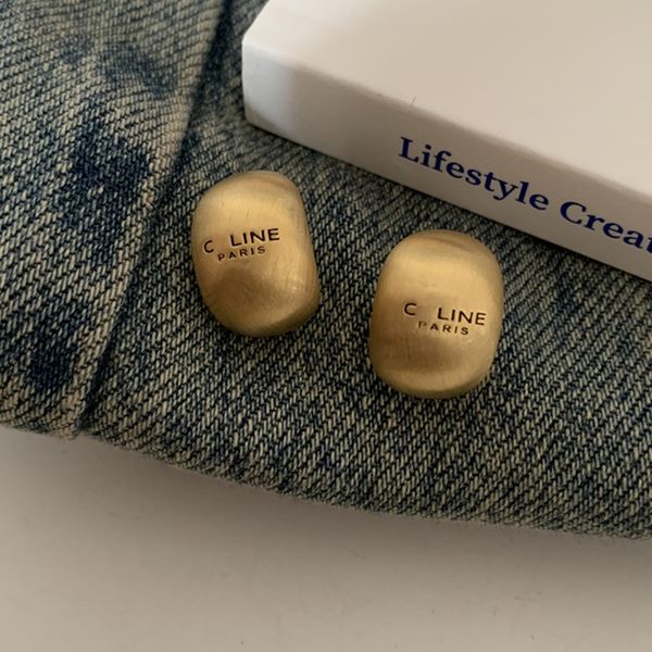 

designer celi frosted metal stud earrings women's luxury temperament personality gold silver earrings jewelry gift ladies, Golden;silver