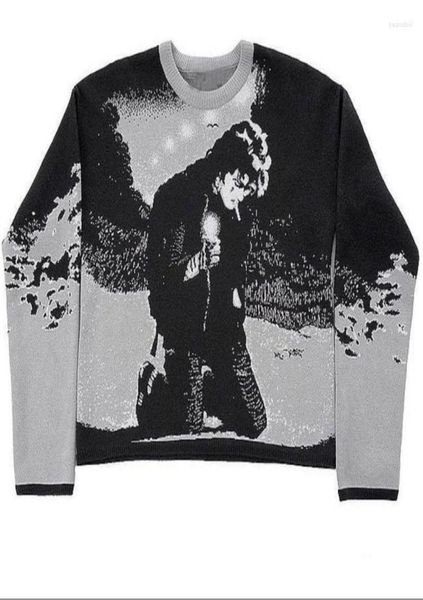 

men039s sweaters autumn winter harajuku vintage cartoon anime print knit oversized men sweater aesthetic y2k gothic punk street1668336, White;black