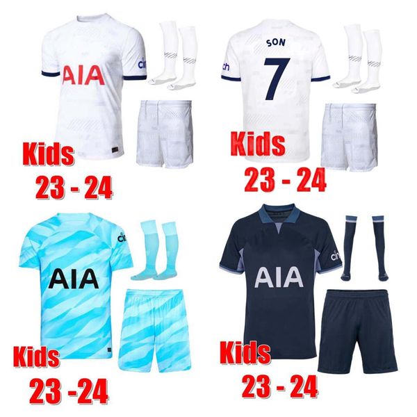 

23 24 kids football kits son soccer jerseys 2023 2024 jersey football shirt romero van de ven kulusevski bissouma richarlison pedro porro ma, Black;yellow