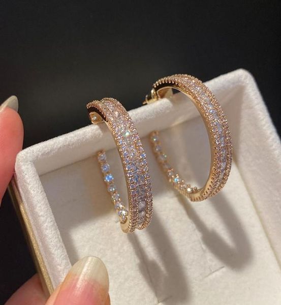 

luxury designer womens earrings large circle ear stud 925 silver needle ear ring zirconia diamond lady earring elegant fashion gir9839986, Golden;silver