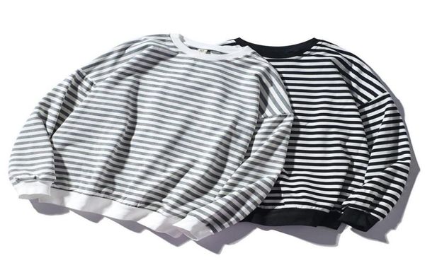 

trend men stripe sweatshirt men039s fashion wild comfortable hoodies oneck casual sweatshirts long sleeve casual3358037, Black