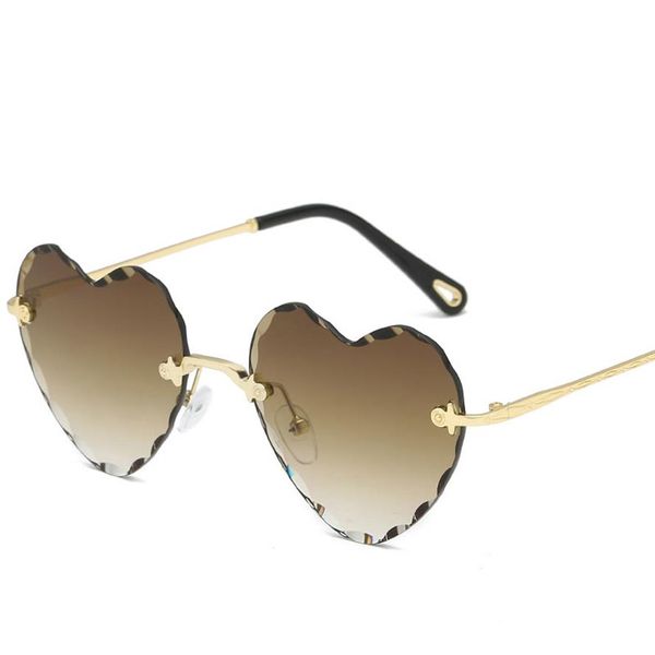 

style love frameless cut hearts sunglasses heart shaped wave sunglasses women's crossover mesh multicolor glasses 67c, White;black