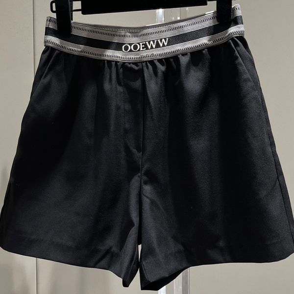 

8.17 casual elastic waist jacquard letter black comfortable shorts women, White;black