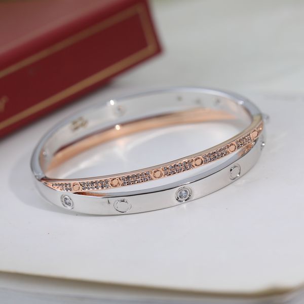 

love bracelet double ring cross bracelet with diamonds jewelry designers bangles rose gold aluminum material bangles wedding gift for women, Black
