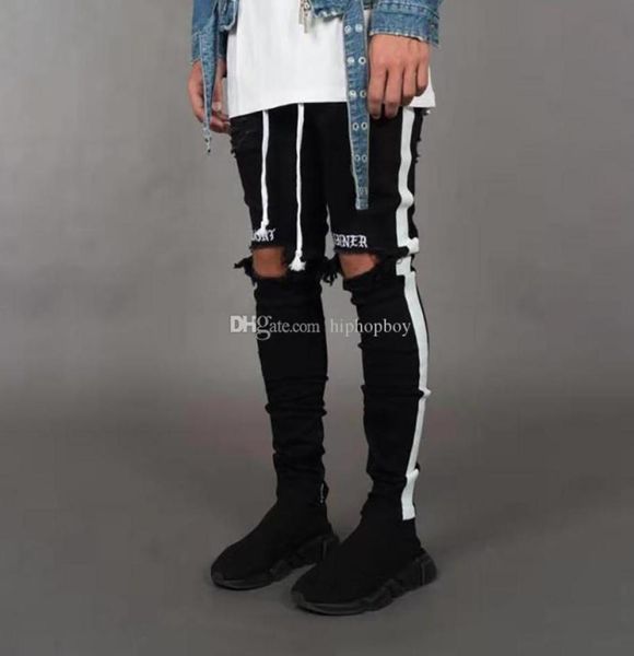 

new mens stylist jeans mens casual pants mens hip hop style jeans black white9086004, Blue