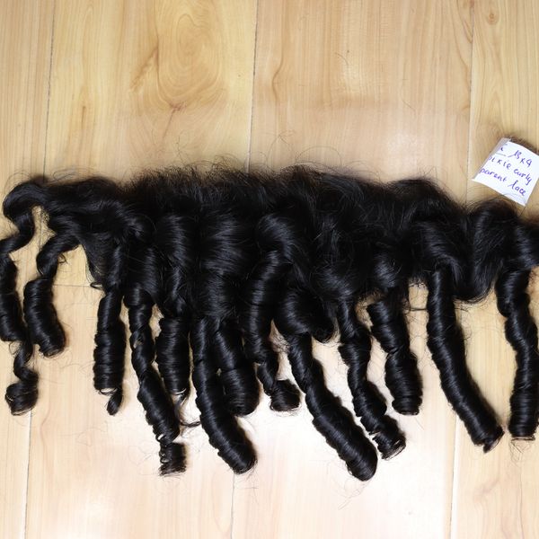 

13x4 transprent lace fronta pixie curly 100% vietnamese raw human hair bundles unprocessed hair extensions, Black;brown