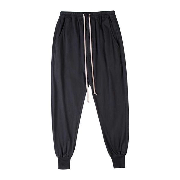 

american famous brand ro drawstring casual pants sweatpants men trousers men's man's clothing y2k traf streetwearesqk, Black